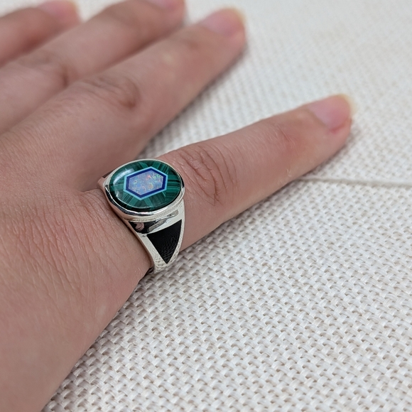 Whitney Kelly 925 Silver Malachite Opal Ring Sz 5.75 - Picture 13 of 17